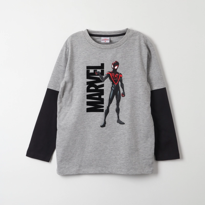 POLERA MANGA LARGA NIÑO MARVEL GRIS SPIDERMAN FLEX - 1
