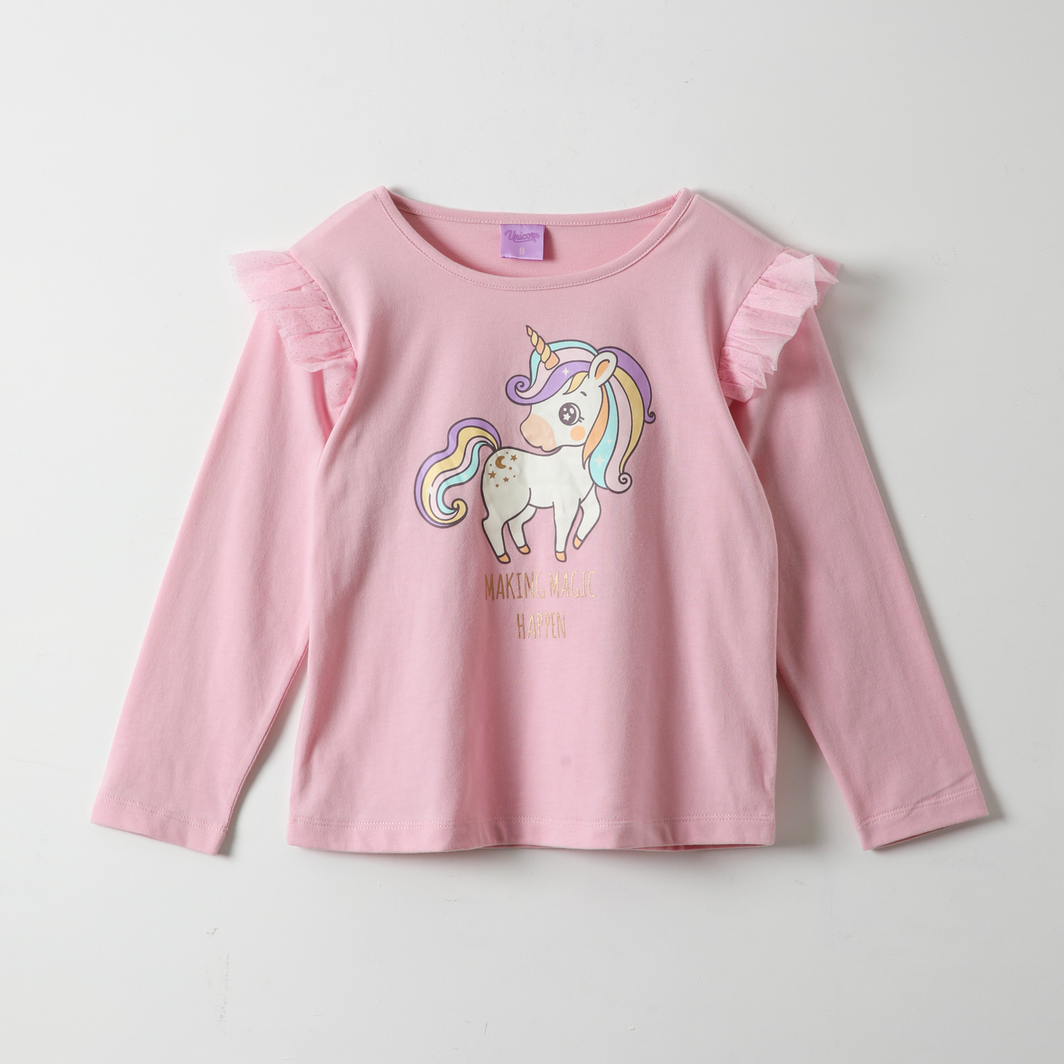 POLERA MANGA LARGA NIÑA UNICORNIO ROSADO MAGGIC - 1
