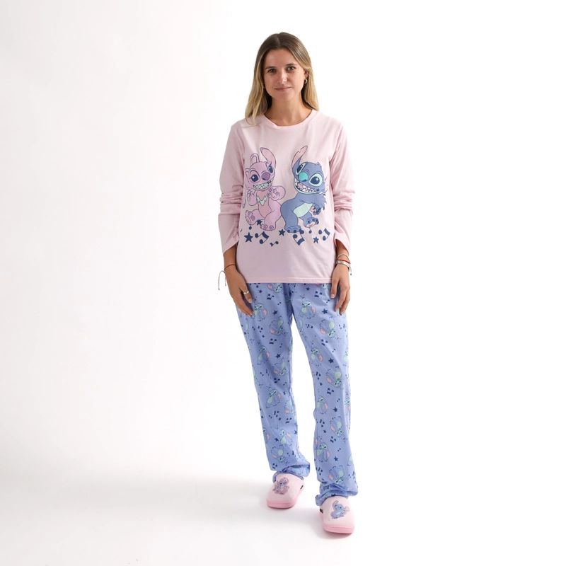 CONJUNTO PIJAMA MUJER LILO & STITCH FRIENDS ROSADO DISNEY - 1