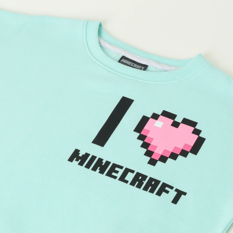 POLERON CERRADO NIÑA I LOVE M CELESTE MINECRAFT - 2