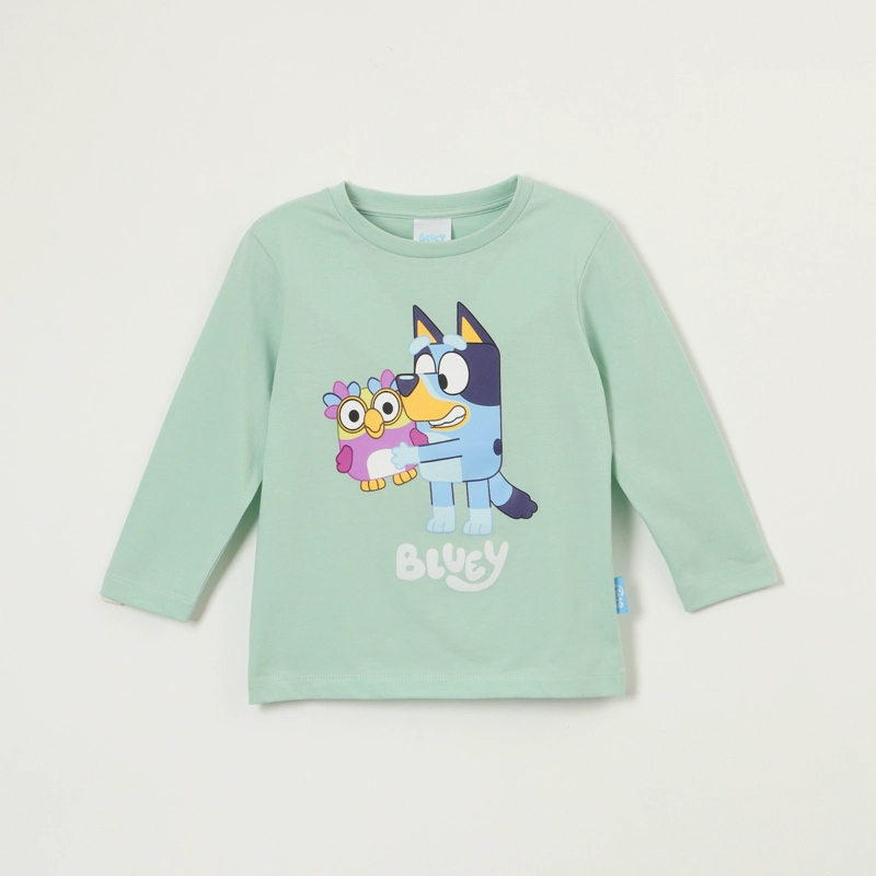 POLERA MANGA LARGA NIÑO PELUCHE VERDE BLUEY - 1