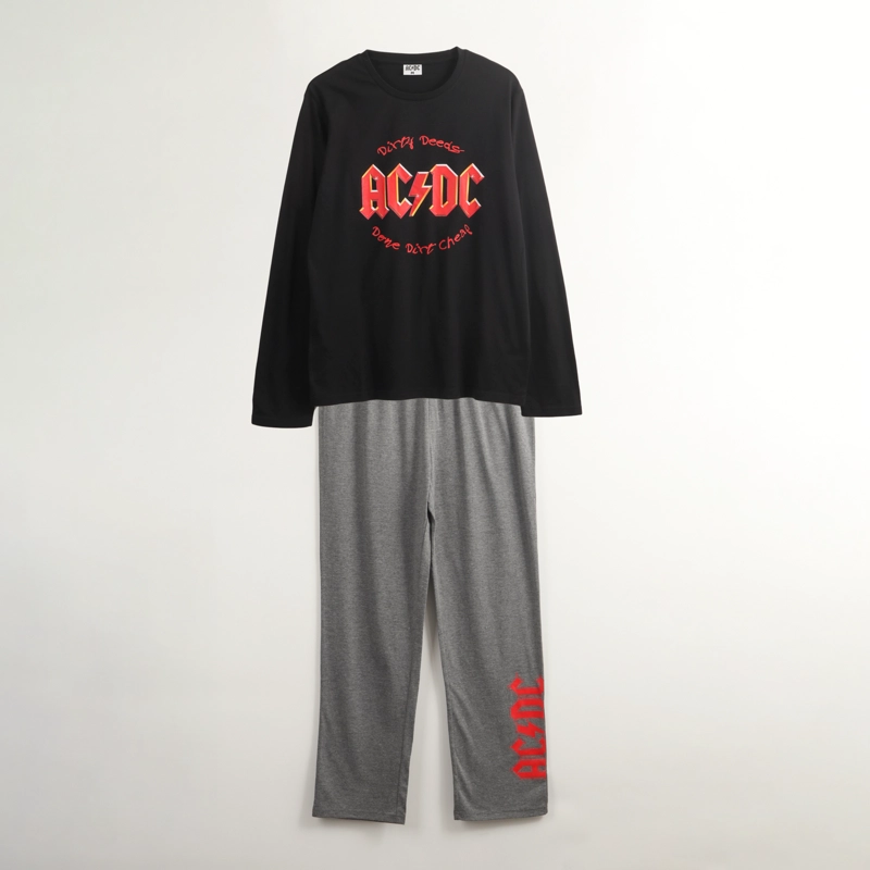 CONJUNTO PIJAMA  HOMBRE DIRT CHEAP NEGRO ACDC - 1