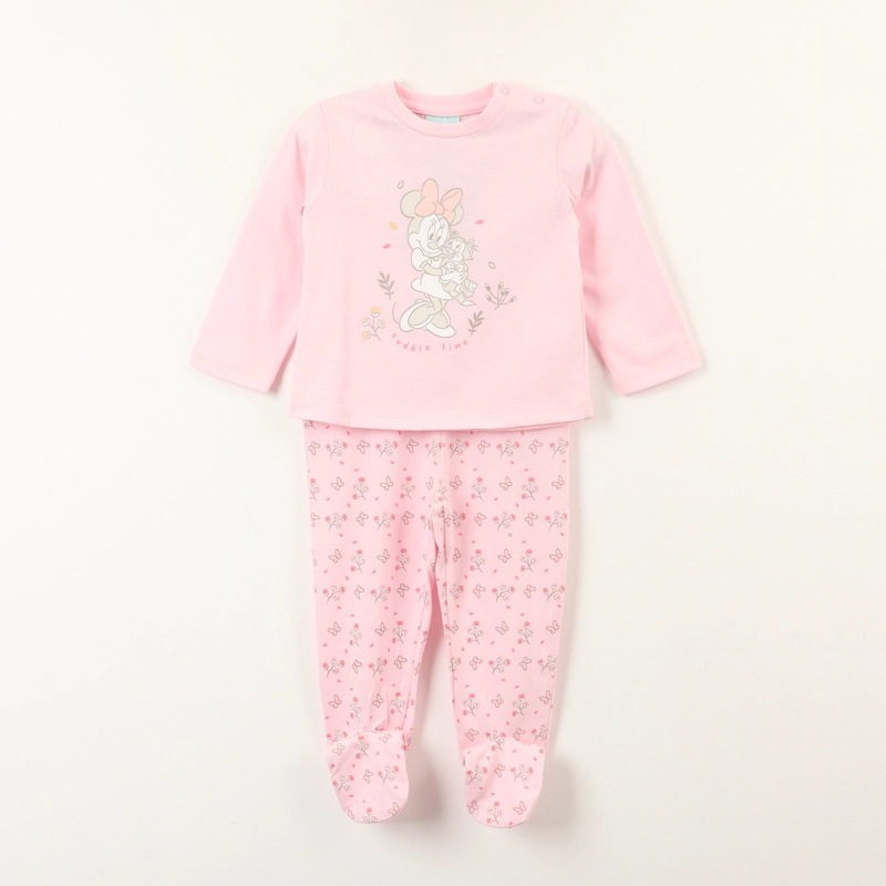 CONJUNTO PIJAMA BEBE MINNIE CUDDLE TIME ROSADO DISNEY - 1