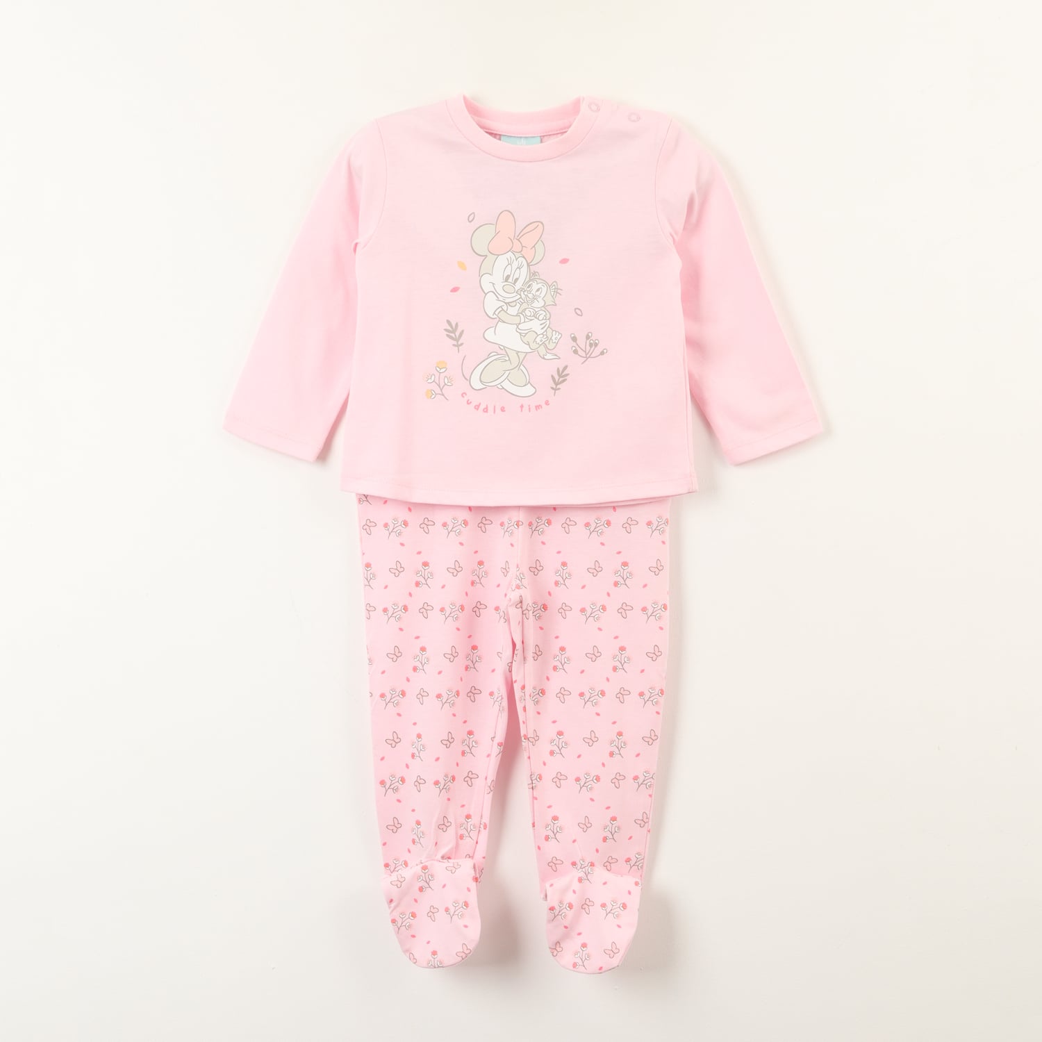 CONJUNTO PIJAMA BEBE MINNIE CUDDLE TIME ROSADO DISNEY - 1