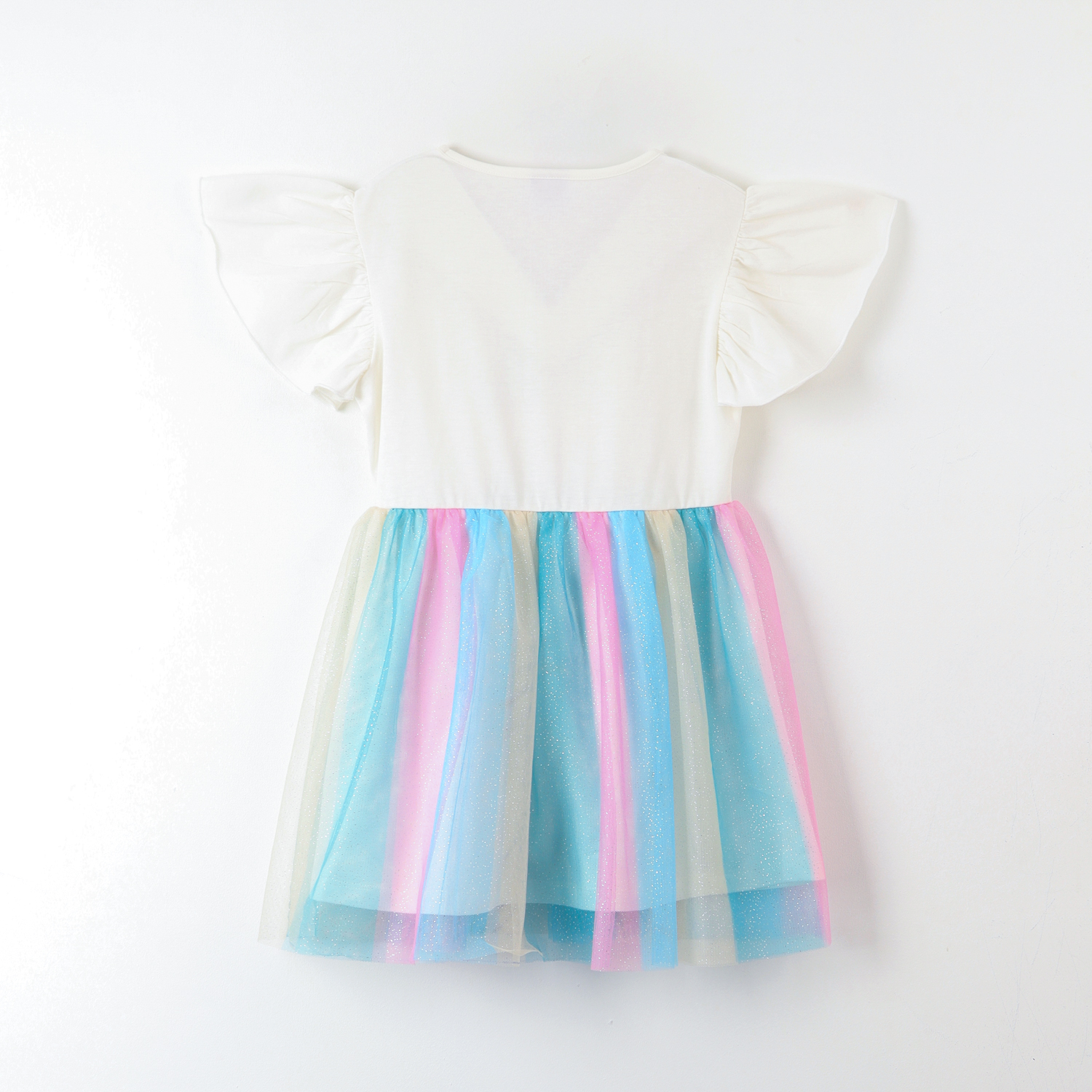 VESTIDO NIÑA TULL ARCOIRIS BLANCO UNICORNIO - 3