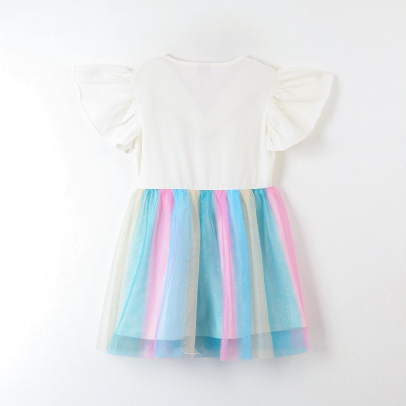 VESTIDO NIÑA TULL ARCOIRIS BLANCO UNICORNIO - 3
