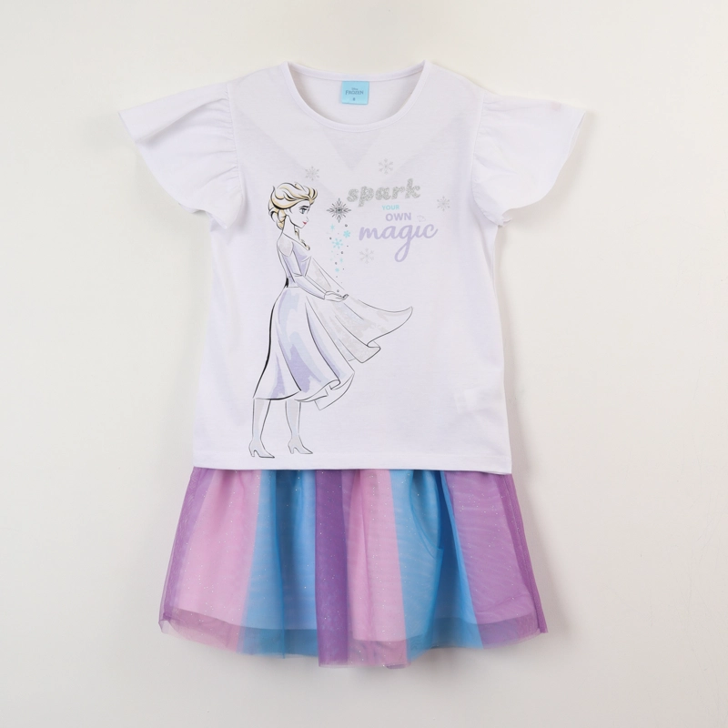 CONJUNTO TULL NIÑA FROZEN ELSA SPARKS BLANCO DISNEY - 1