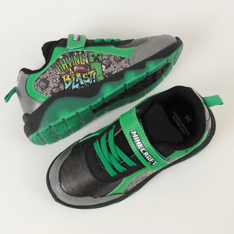 ZAPATILLAS CON LUCES NIÑO CREEPERS NEGRO MINECRAFT - 3