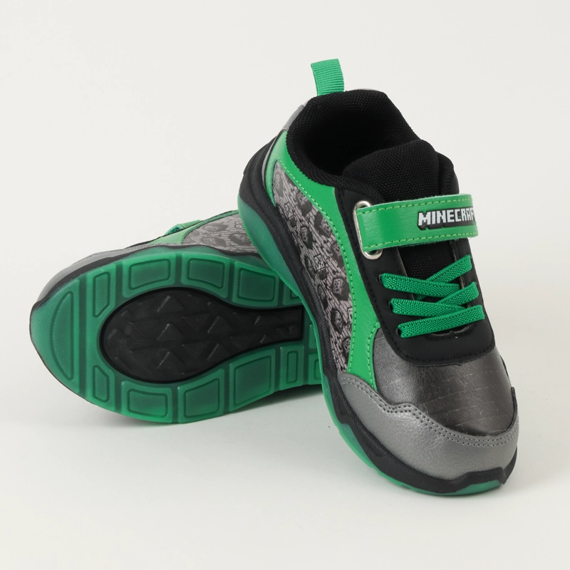 ZAPATILLAS CON LUCES NIÑO CREEPERS NEGRO MINECRAFT - 4