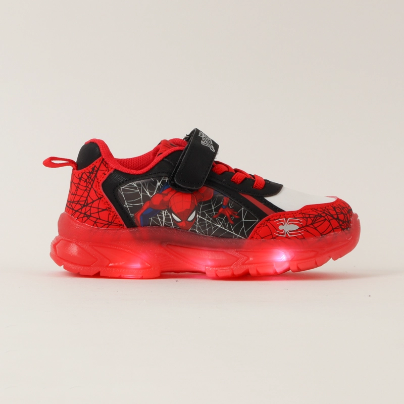 ZAPATILLAS CON LUCES NIÑO SPIDERMAN TELARAÑA ROJO MARVEL - 1