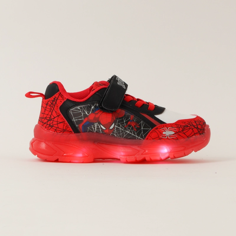 ZAPATILLAS CON LUCES NIÑO SPIDERMAN TELARAÑA ROJO MARVEL - 1