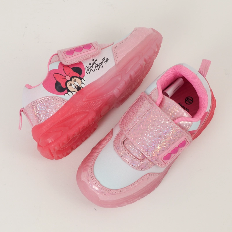 ZAPATILLAS CON LUCES NIÑA MINNIE CORAZONES ROSADO DISNEY - 3