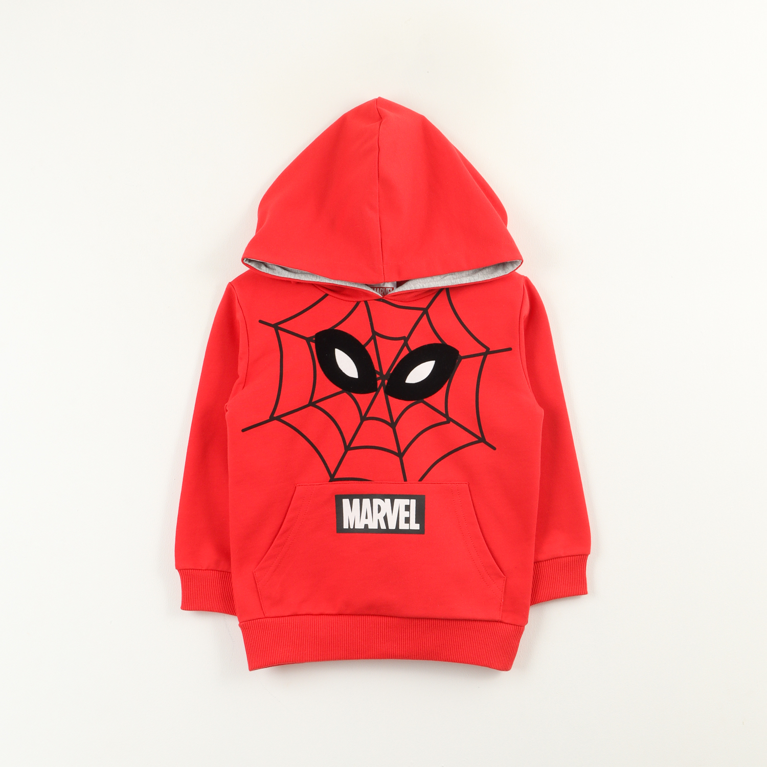 POLERON CERRADO CON GORRO NIÑO SPIDERMAN EYES ROJO MARVEL - 1