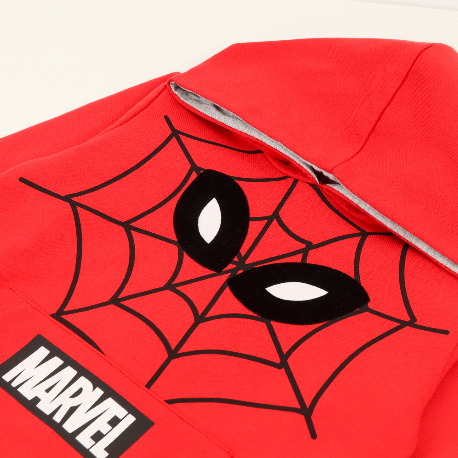 POLERON CERRADO CON GORRO NIÑO SPIDERMAN EYES ROJO MARVEL - 2