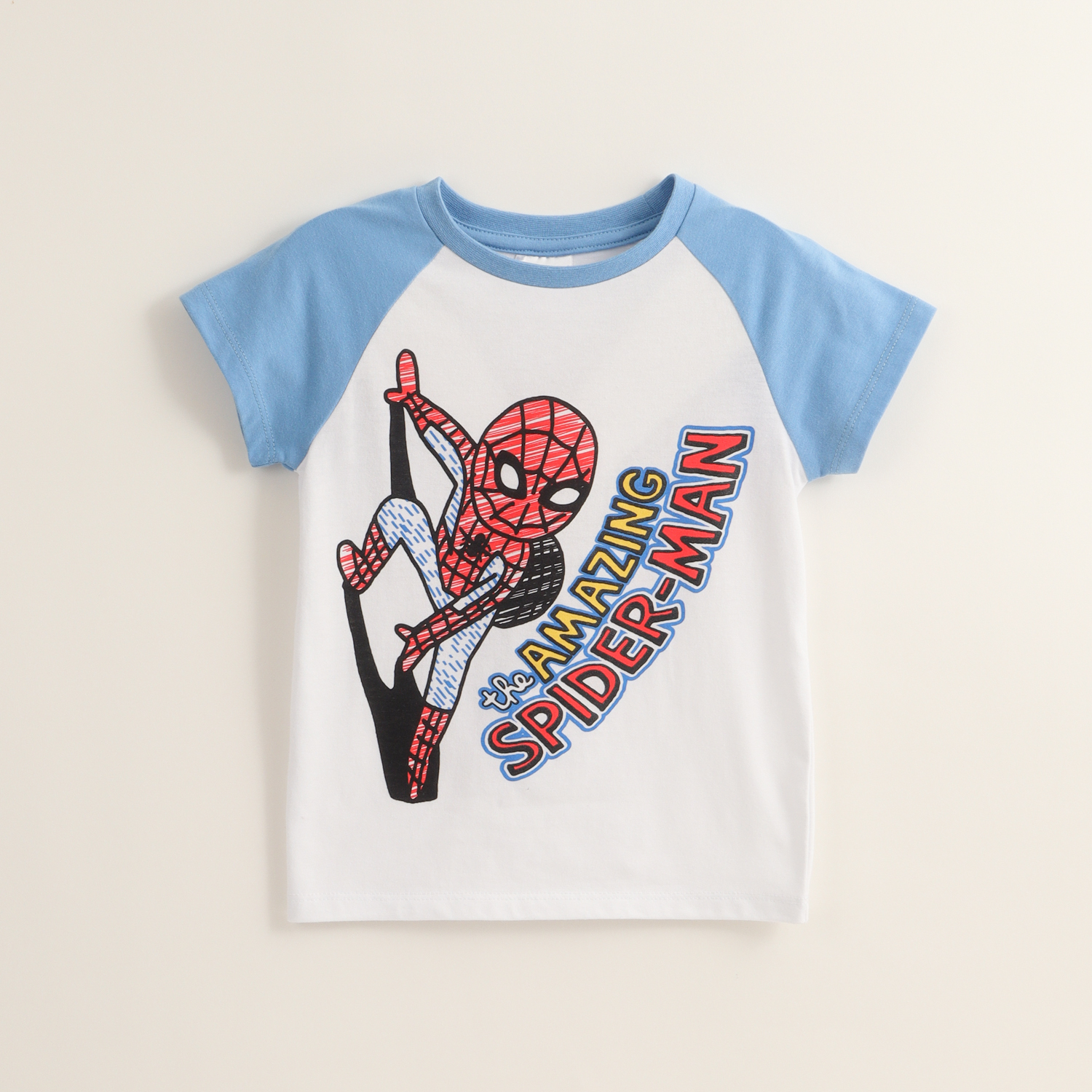 POLERA MANGA CORTA NIÑO SPIDERMAN DIBUJO BLANCO MARVEL - 1