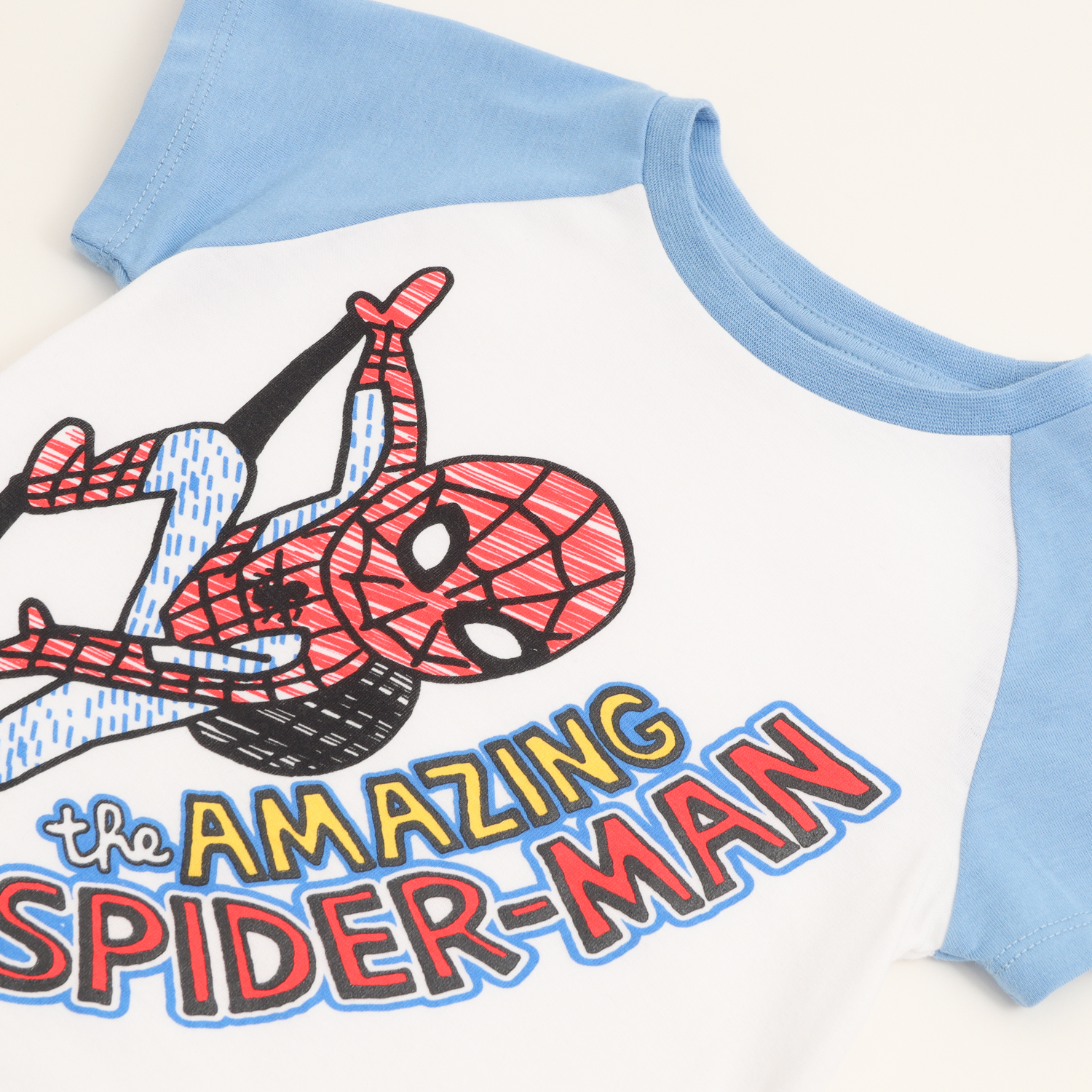 POLERA MANGA CORTA NIÑO SPIDERMAN DIBUJO BLANCO MARVEL - 2