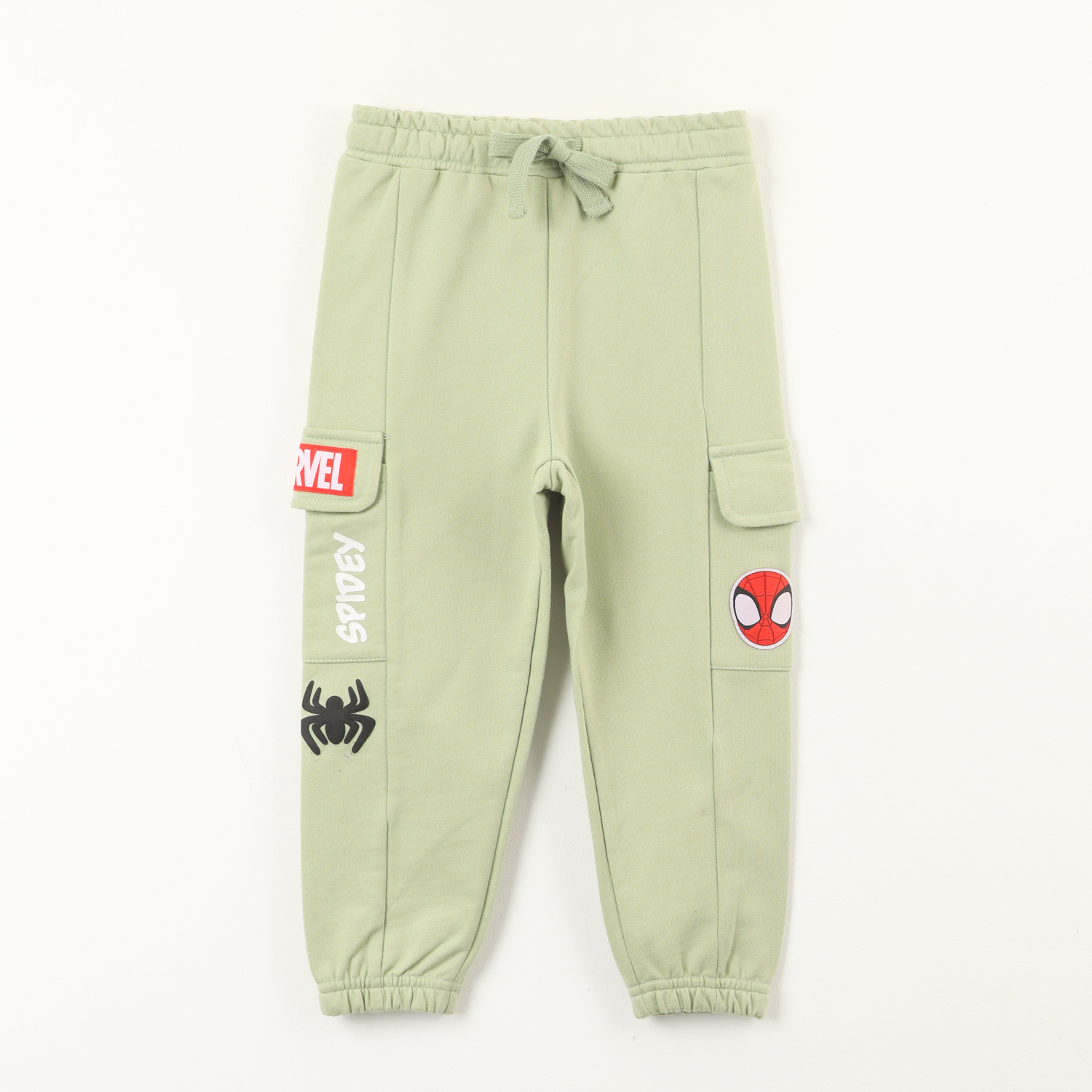 PANTALON CARGO DE BUZO NIÑO SPIDEY BOLSILLOS VERDE MARVEL - 1