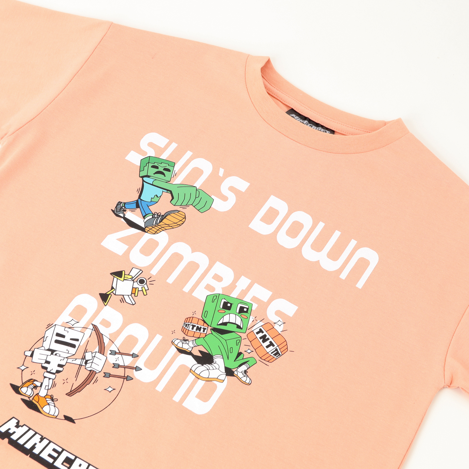 POLERA MANGA CORTA NIÑO SUN'S DOWN ROSADO MINECRAFT - 2
