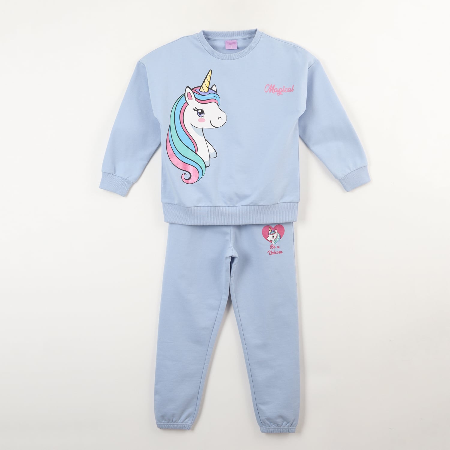 CONJUNTO BUZO NIÑA PERSONAJE CELESTE UNICORNIO - 1