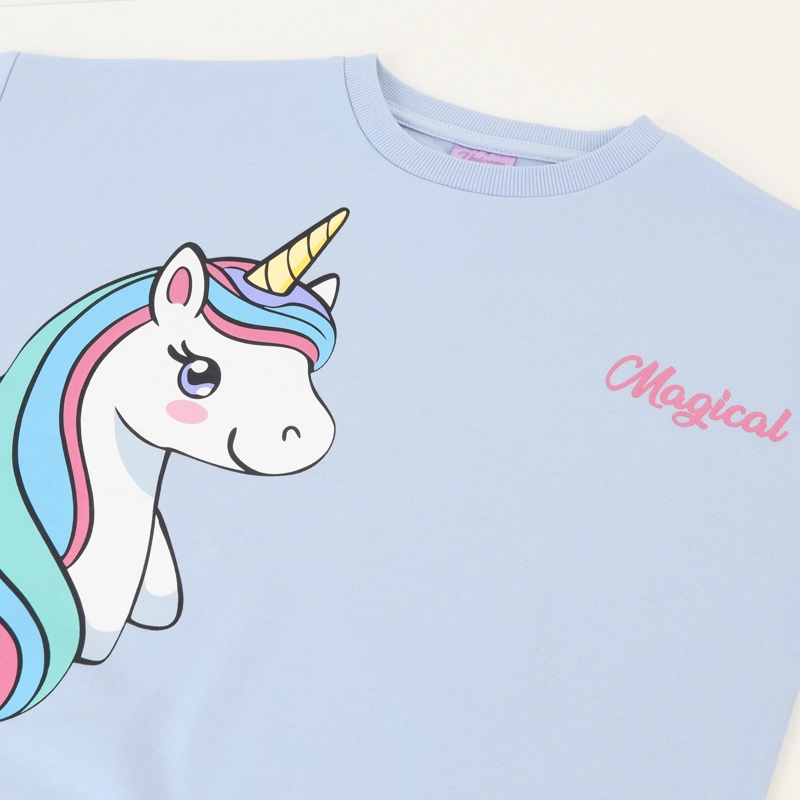 CONJUNTO BUZO NIÑA PERSONAJE CELESTE UNICORNIO - 2