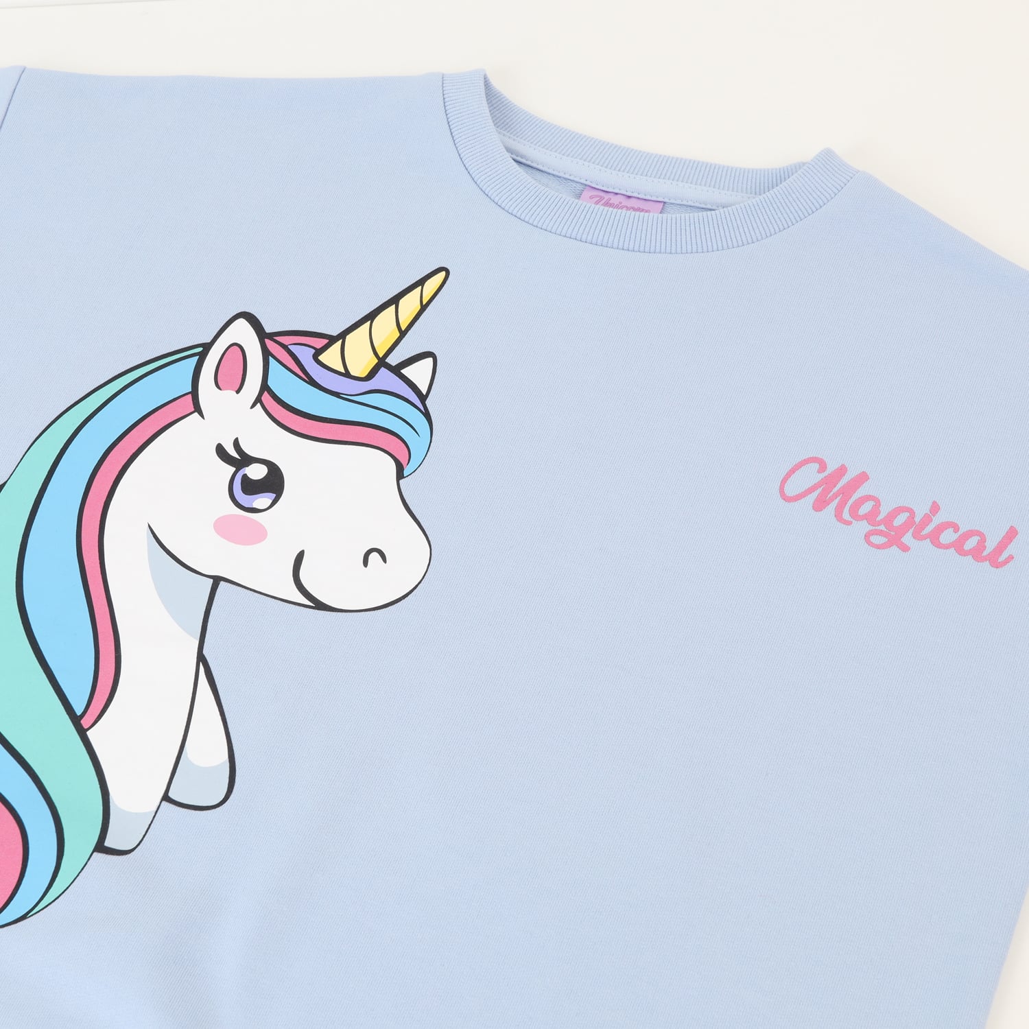 CONJUNTO BUZO NIÑA PERSONAJE CELESTE UNICORNIO - 2