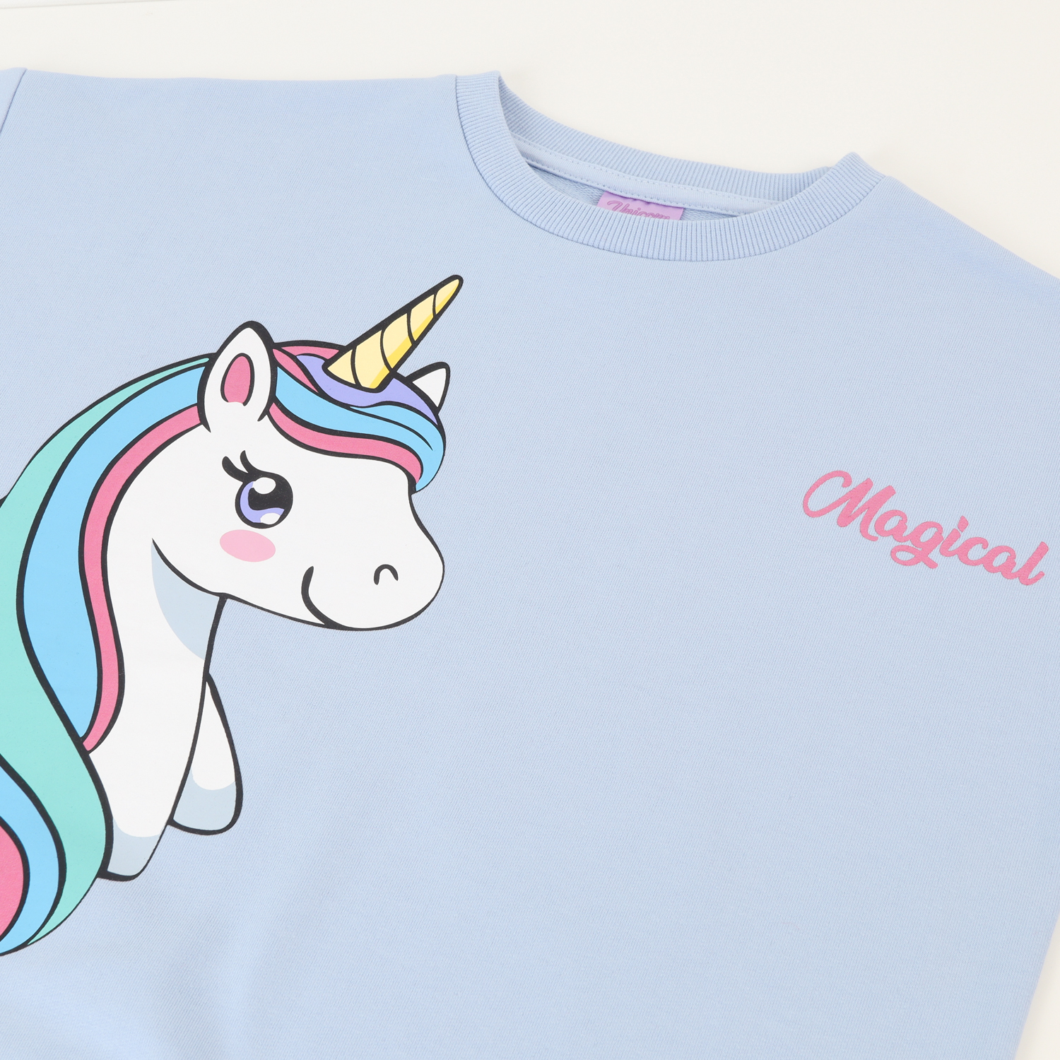 CONJUNTO BUZO NIÑA PERSONAJE CELESTE UNICORNIO - 2