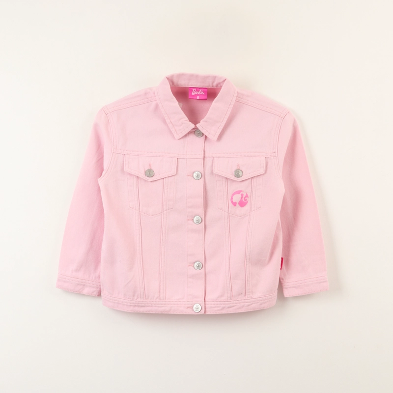 CHAQUETA DENIM NIÑA LOGO ESPALDA ROSADO BARBIE - 1