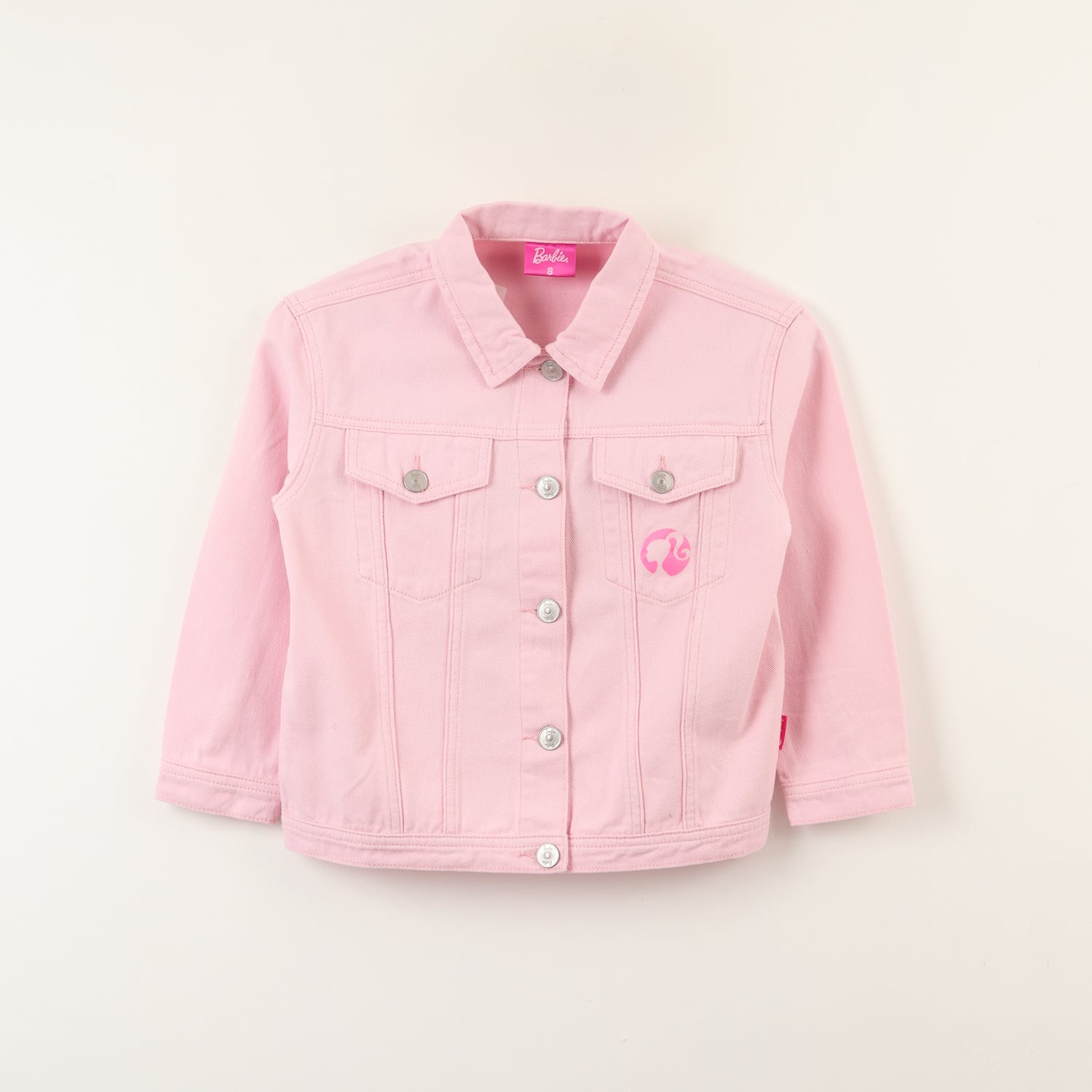 CHAQUETA DENIM NIÑA LOGO ESPALDA ROSADO BARBIE - 1
