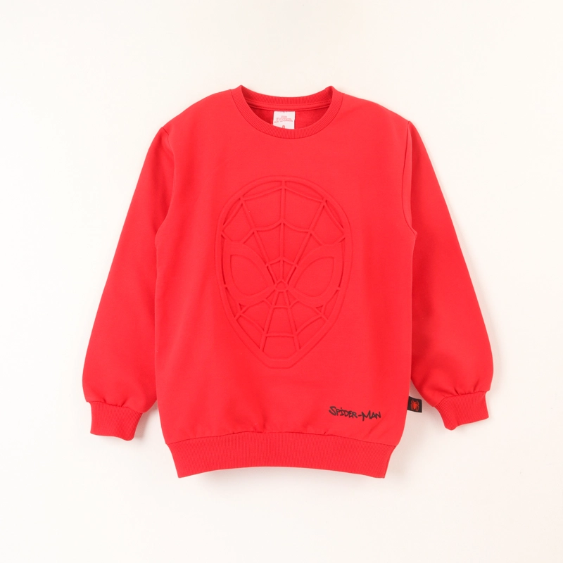 POLERON CERRADO NIÑO SPIDERMAN RELIEVE EMBOSS ROJO MARVEL - 1