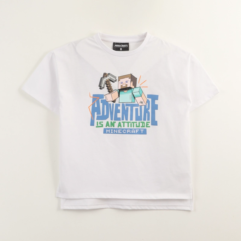 POLERA MANGA CORTA NIÑO ADVENTURE BLANCO MINECRAFT - 1