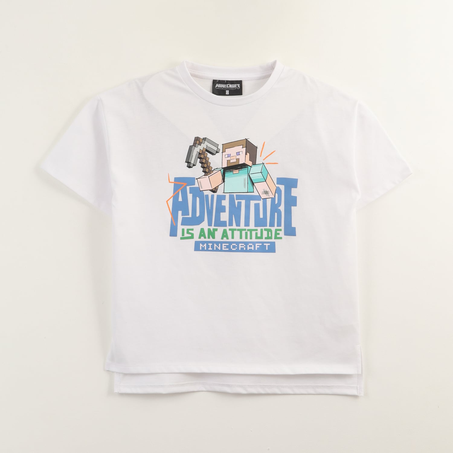 POLERA MANGA CORTA NIÑO ADVENTURE BLANCO MINECRAFT - 1