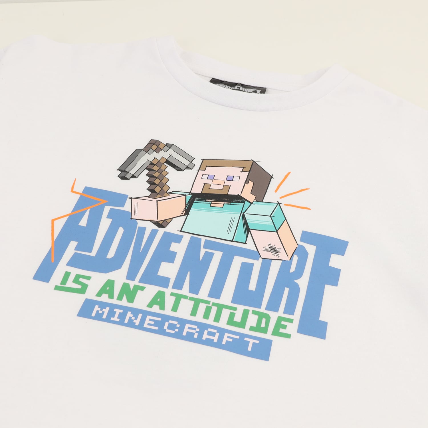 POLERA MANGA CORTA NIÑO ADVENTURE BLANCO MINECRAFT - 2