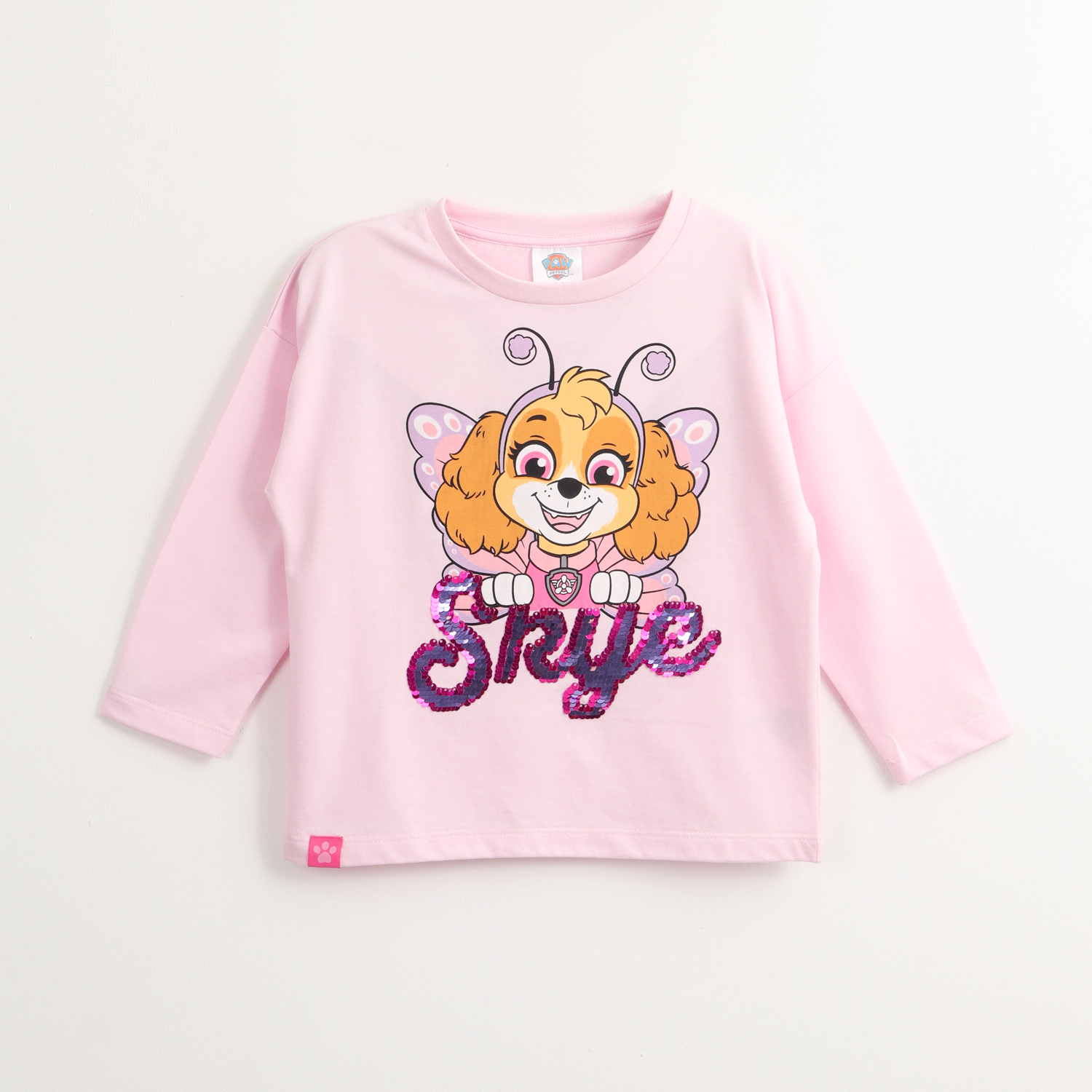 POLERA MANGA LARGA NIÑA SKYE LENTEJUELAS ROSADO PAW PATROL - 1