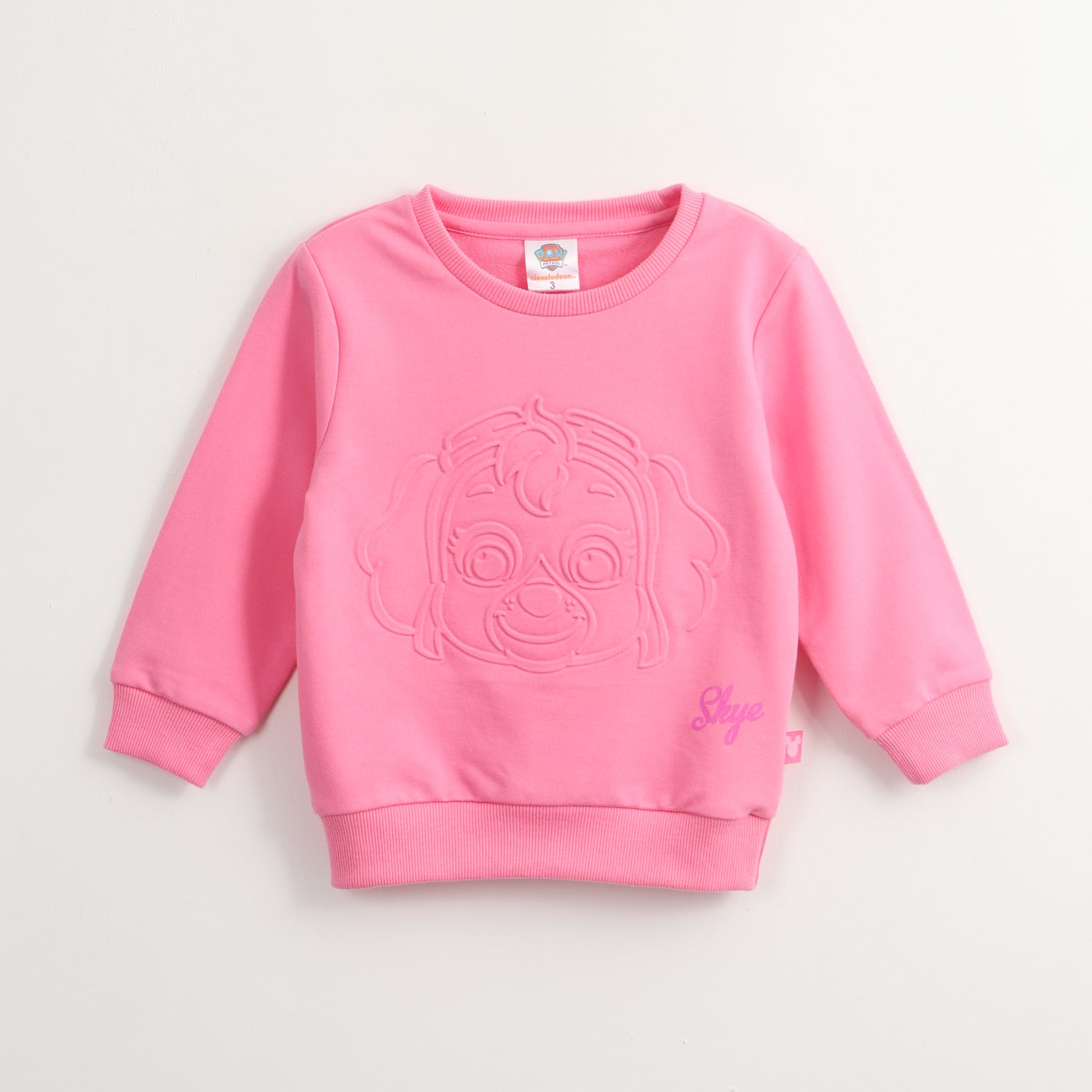 POLERON CERRADO NIÑA SKYE RELIEVE EMBOSS ROSADO PAW PATROL - 1