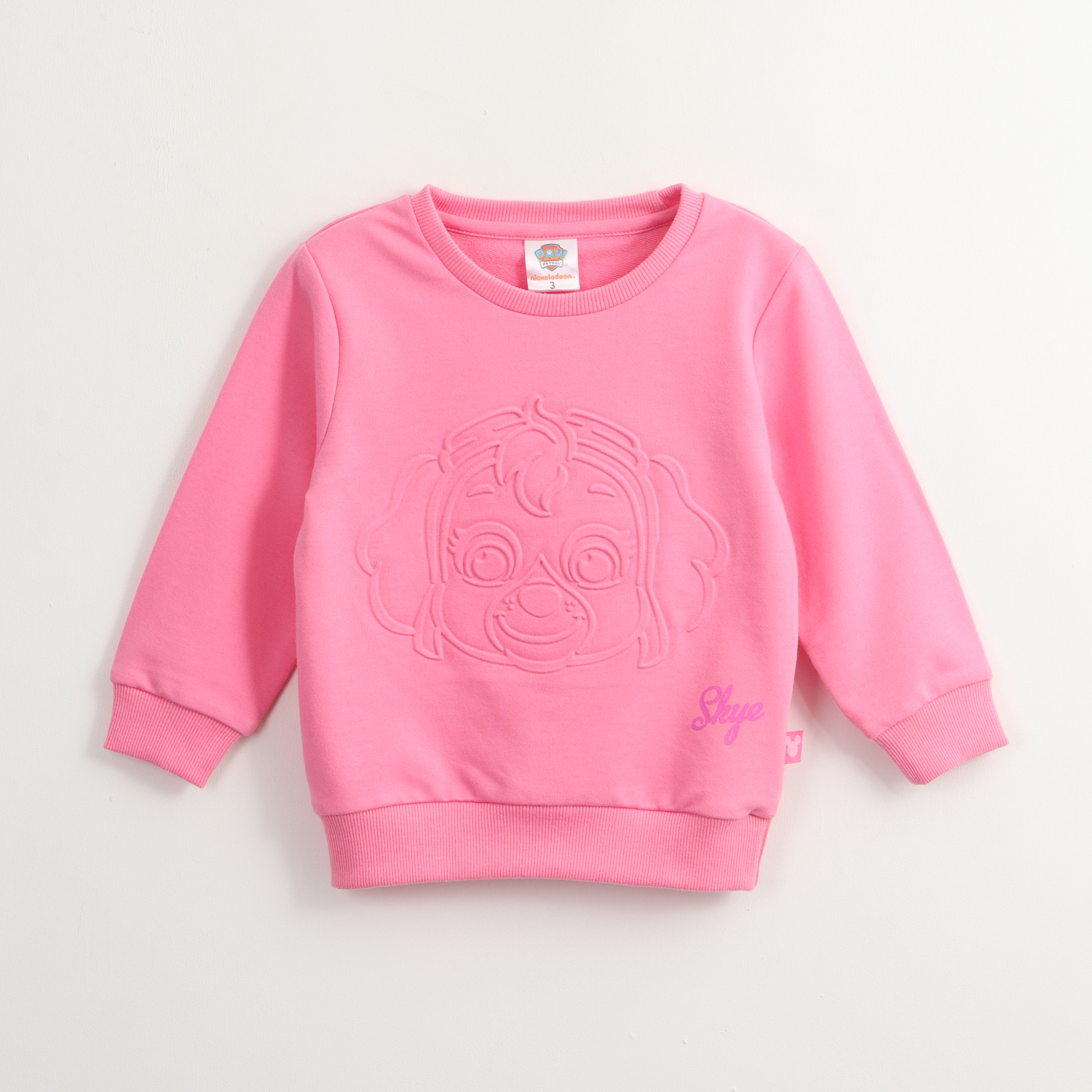 POLERON CERRADO NIÑA SKYE RELIEVE EMBOSS ROSADO PAW PATROL - 1