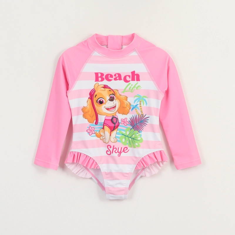 TRAJE DE BAÑO NIÑA ROSADO RAYAS ESTAMPADO PAW PATROL - 1