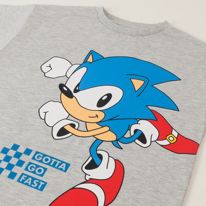 POLERA MANGA CORTA NIÑO GRIS GOTTA GO FAST SONIC - 3