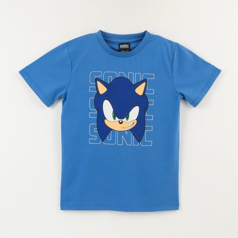 POLERA MANGA CORTA NIÑO AZUL FACE SONIC - 1