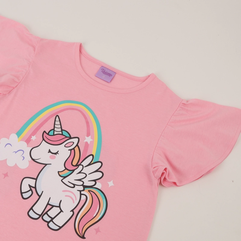 POLERA MANGA CORTA NIÑA ROSADO ARCOIRIS UNICORNIO - 5