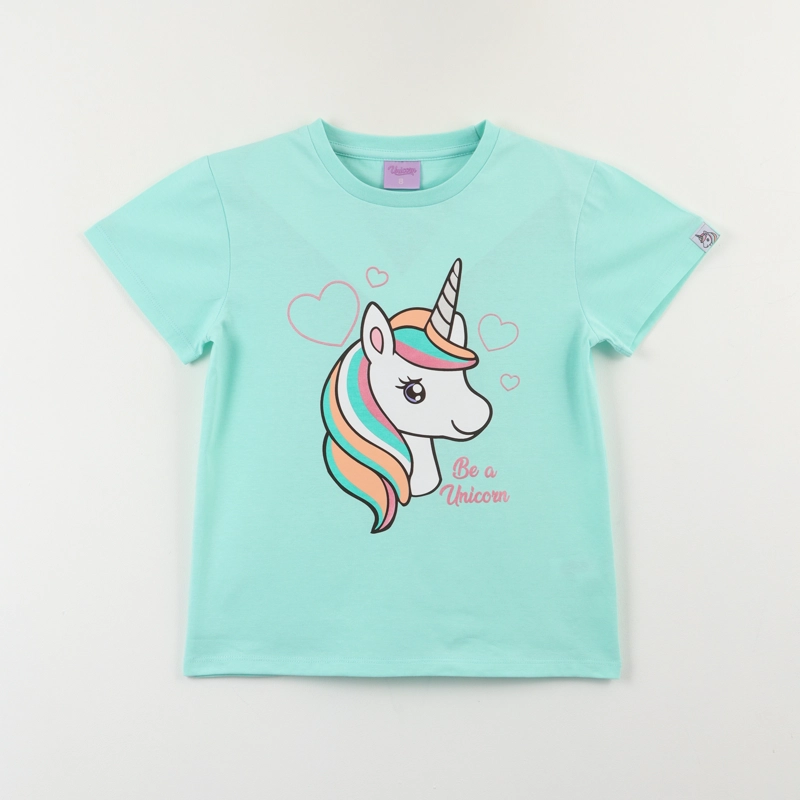 POLERA MANGA CORTA NIÑA CELESTE BE A UNICORN UNICORNIO - 1