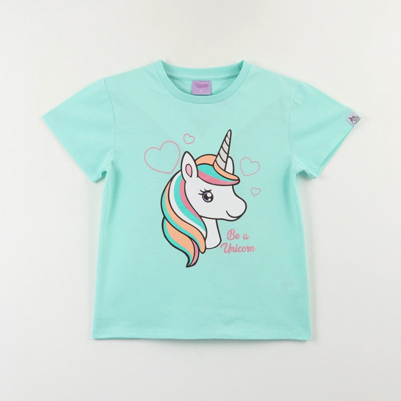 POLERA MANGA CORTA NIÑA CELESTE BE A UNICORN UNICORNIO - 1