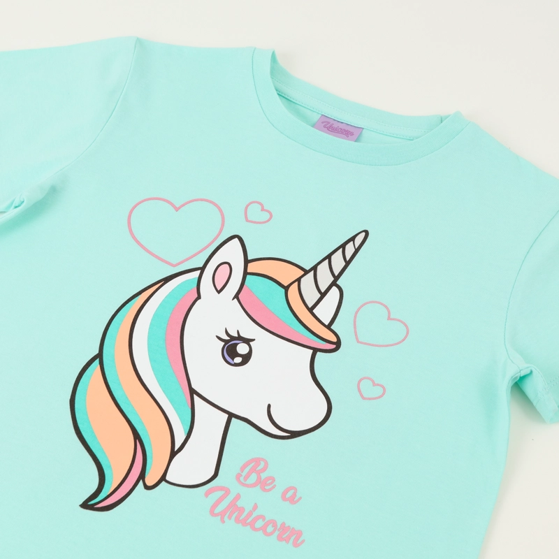 POLERA MANGA CORTA NIÑA CELESTE BE A UNICORN UNICORNIO - 6