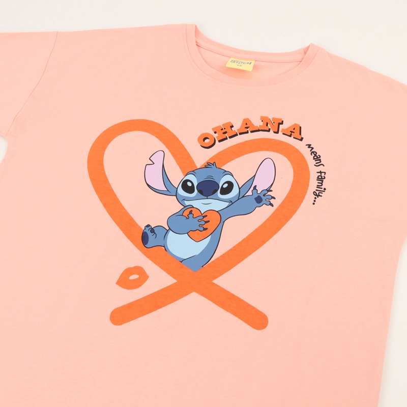 POLERA MANGA CORTA NIÑA DAMASCO STITCH OHANA DISNEY - 3