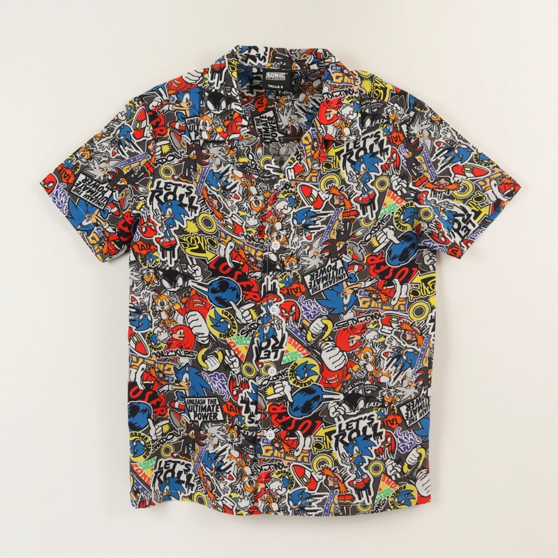 CAMISA NIÑO AZUL FULL PRINT LETS ROLL SONIC - 2