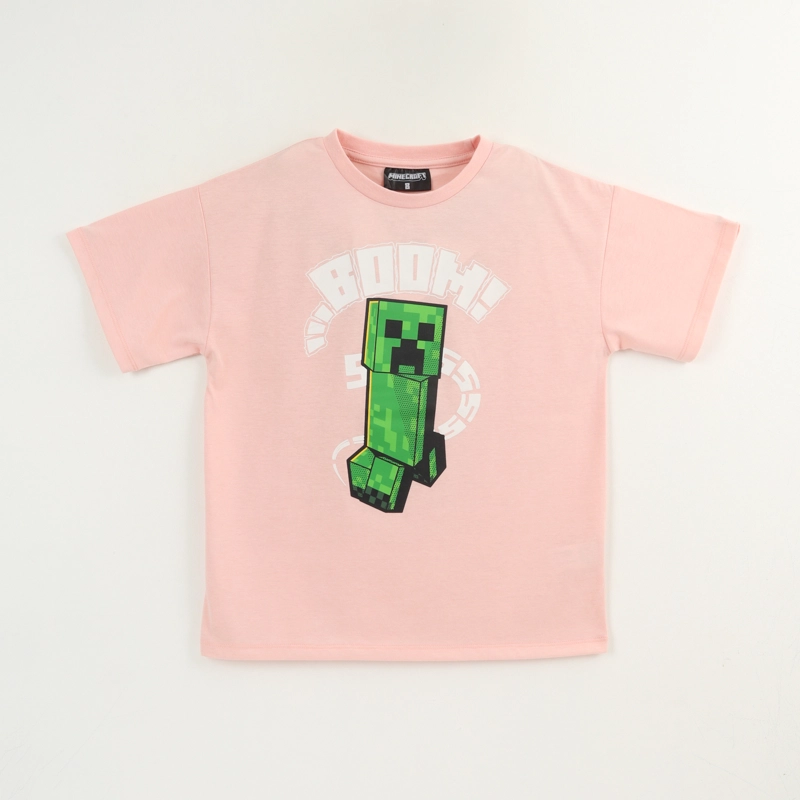 POLERA MANGA CORTA NIÑO DAMASCO CREEPER BOOM MINECRAFT - 1