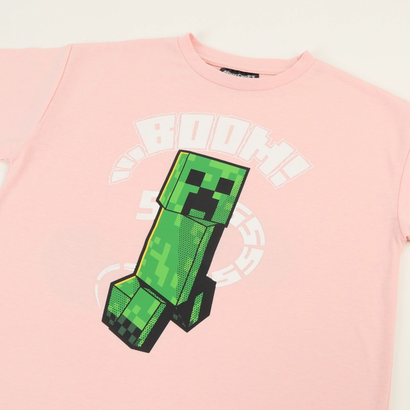 POLERA MANGA CORTA NIÑO DAMASCO CREEPER BOOM MINECRAFT - 3