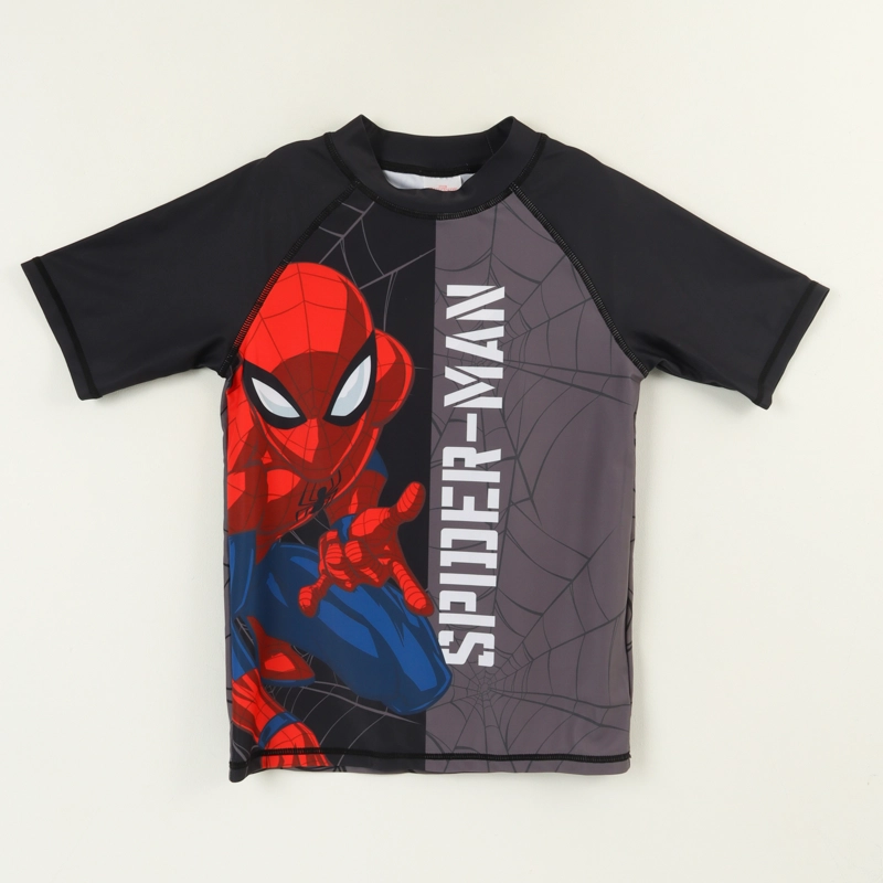 POLERA UV MANGA CORTA NIÑO SPIDERMAN NEGRO MARVEL - 1