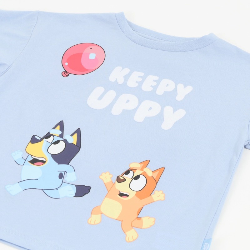POLERA MANGA CORTA NIÑO CELESTE ESTAMPADO GLOBO BLUEY - 3