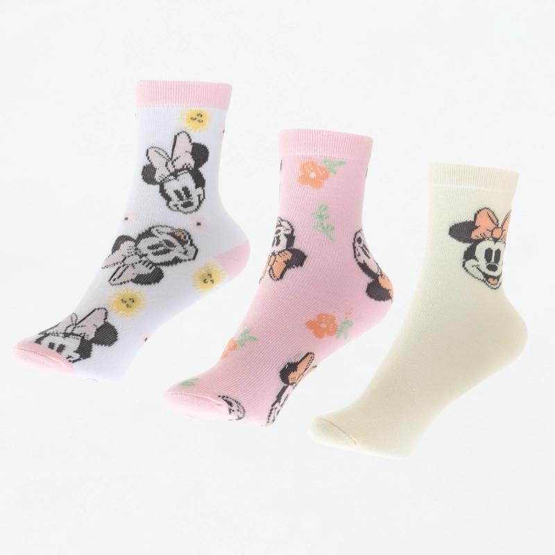TRIPACK CALCETIN NIÑA ROSADO FLORES MINNIE DISNEY - 1
