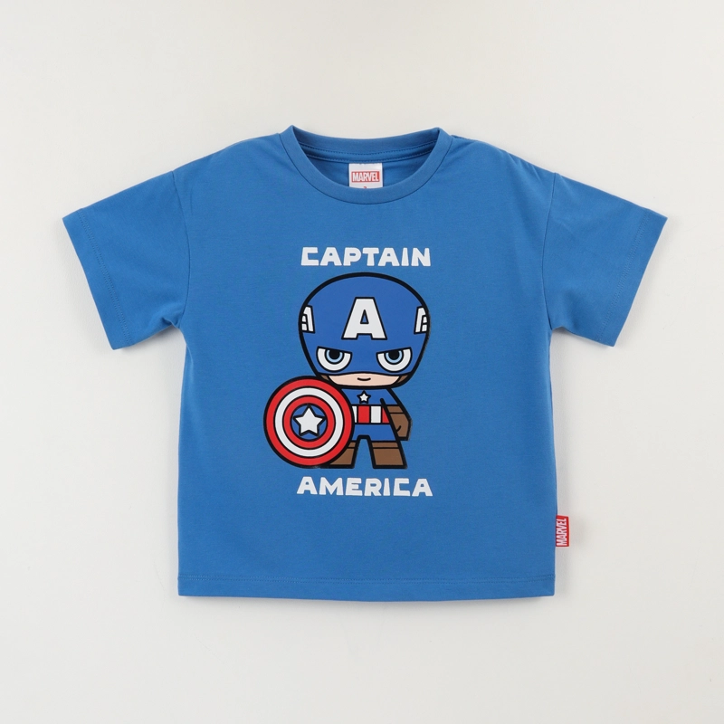 POLERA MANGA CORTA NIÑO AZUL CAPITAN AMERICA SPIDEY MARVEL - 1